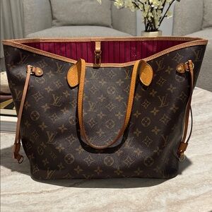 Louis Vuitton Brown Monogram Tote with Tan Accents